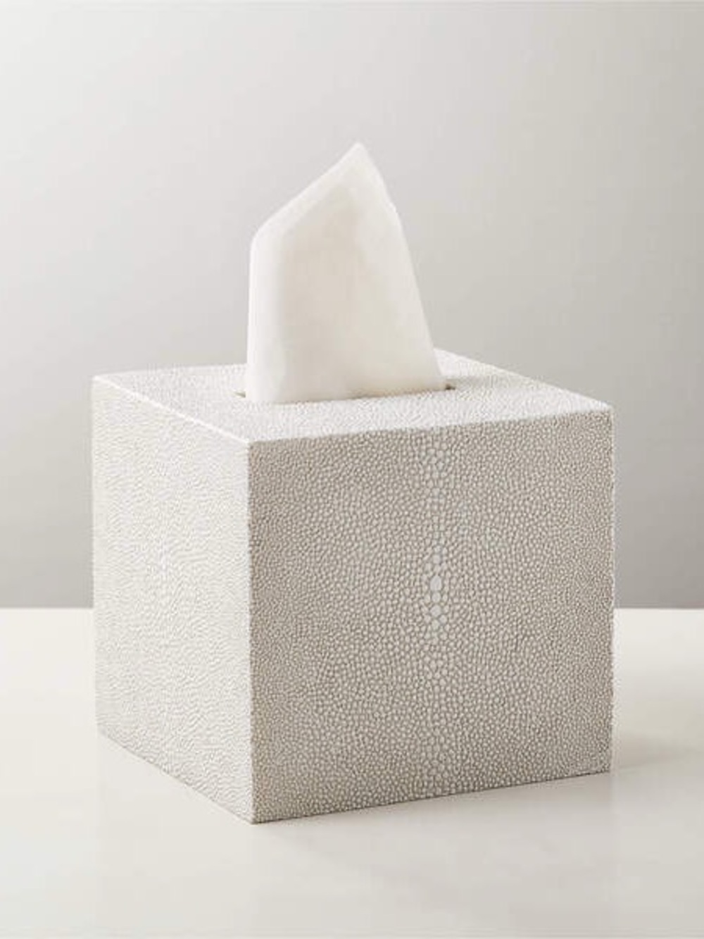 CB2 Shaw Shagreen Ivory Tissue Box Cover